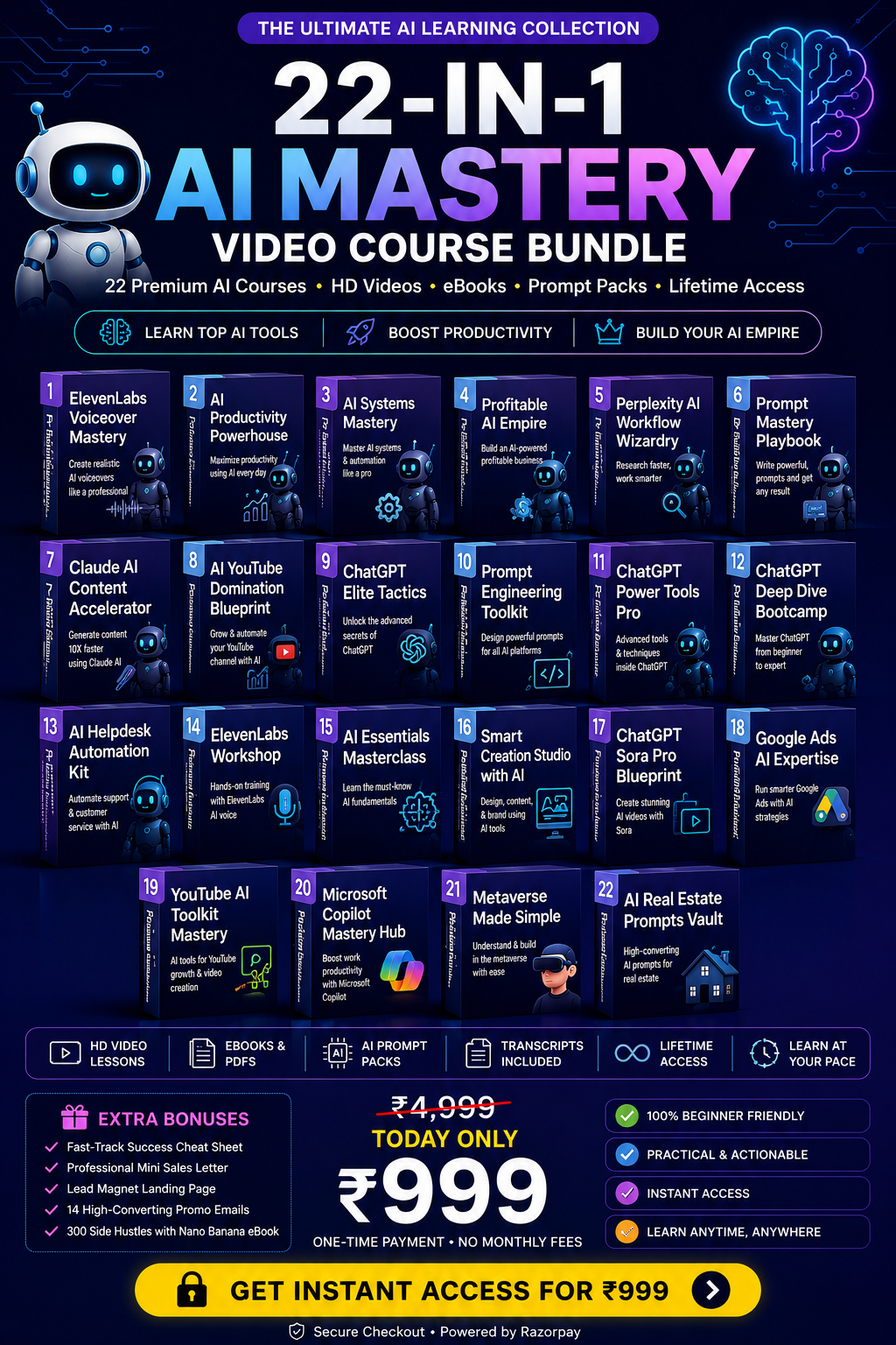 22 in 1 AI Mastery Video Course Bundle