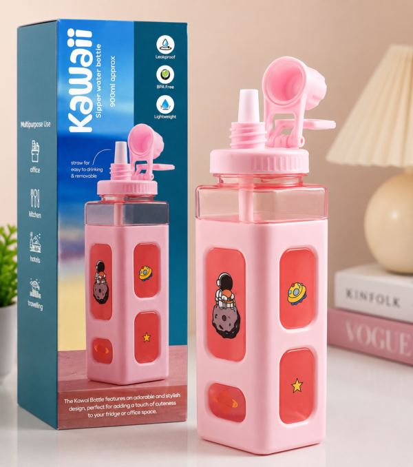 Kawaii 900ML Leakproof Sipper Water Bottle with Straw
