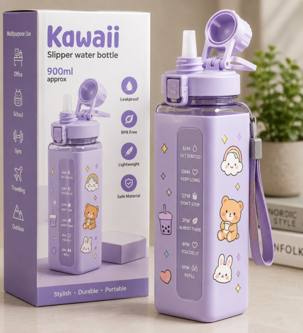 Kawaii 900ML Leakproof Sipper Water Bottle with Straw